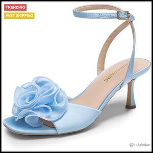 Satin Kitten Heel Ankle Strap Sandals Wedding Heels Square Toe